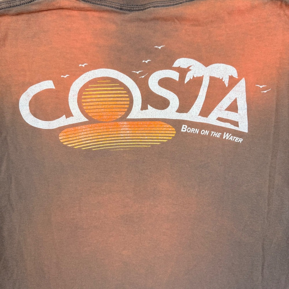Costa Retro Sun Bleached LS Shirt M Fishing Gray Orange Faded Coastal Skater - Picture 2 of 13